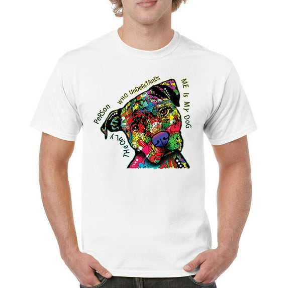 Tee Hunt Dean Russo Cute Dog T-Shirt Only Person Who Understands Me Men's Tee, White, 5X-Large