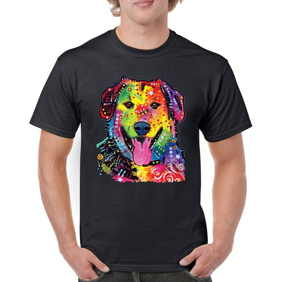 Tee Hunt Dean Russo Cute Neon Dog T-Shirt Adopt A Pet Colorful Pet Men's Tee, Black, X-Large