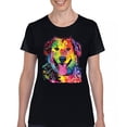 thumbnail image 1 of Tee Hunt Dean Russo Cute Neon Dog T-Shirt Adopt A Pet Colorful Pet Women's T-Shirt Tee, Black, X-Large, 1 of 5