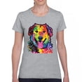 thumbnail image 1 of Tee Hunt Dean Russo Cute Neon Dog T-Shirt Adopt A Pet Colorful Pet Women's T-Shirt Tee, Gray, XX-Large, 1 of 5