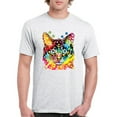 thumbnail image 1 of Tee Hunt Dean Russo Eyes Cat T-Shirt Neon Colorful Cute Kitten Men's Tee, Ash Gray, 4X-Large, 1 of 5