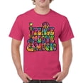 thumbnail image 1 of Tee Hunt Dean Russo Peace Love Music T-Shirt Guitar Happy Good Vibe Men's Tee, Hot Pink, Large, 1 of 5