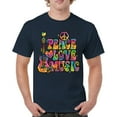 thumbnail image 1 of Tee Hunt Dean Russo Peace Love Music T-Shirt Guitar Happy Good Vibe Men's Tee, Navy Blue, Large, 1 of 5