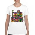 thumbnail image 1 of Tee Hunt Dean Russo Peace Love Music T-Shirt Guitar Happy Good Vibe Women's T-Shirt Tee, White, XX-Large, 1 of 5