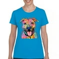 thumbnail image 1 of Tee Hunt Dean Russo Pets Art Pit Bull T-Shirt Everyone Has Best Dogs Women's T-Shirt Tee, Light Blue, 3X-Large, 1 of 5
