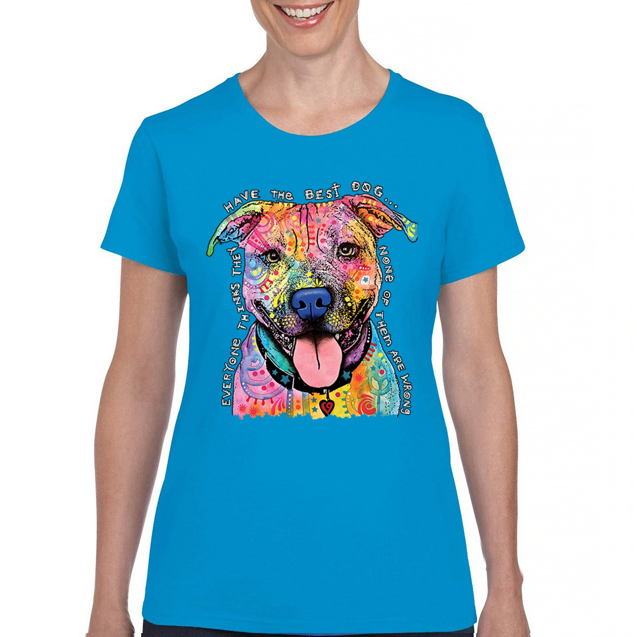 Tee Hunt Dean Russo Pets Art Pit Bull T-Shirt Everyone Has Best Dogs ...