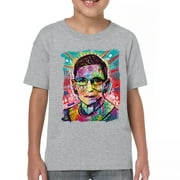 Tee Hunt Dean Russo Ruth Bader Ginsburg Youth T-Shirt Pop Culture Icon RBG Kids, Gray, X-Large