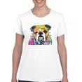 thumbnail image 1 of Tee Hunt Dean Russo Serious Bulldog T-Shirt Dog Best Friend Pet Paw Women's T-Shirt Tee, White, XX-Large, 1 of 5