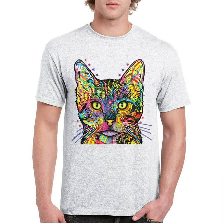 Tee Hunt Dean Russo Shiva Cat Stare T Shirt Colorful Colorful Kitten Men s Tee Ash Gray Small