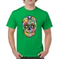 thumbnail image 1 of Tee Hunt Dean Russo Sugar Skull T-Shirt Day of The Dead Neon Calaver Men's Tee, Green, 5X-Large, 1 of 5