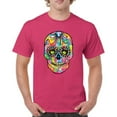thumbnail image 1 of Tee Hunt Dean Russo Sugar Skull T-Shirt Day of The Dead Neon Calaver Men's Tee, Hot Pink, 4X-Large, 1 of 5
