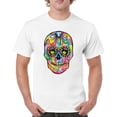 thumbnail image 1 of Tee Hunt Dean Russo Sugar Skull T-Shirt Day of The Dead Neon Calaver Men's Tee, White, X-Large, 1 of 5