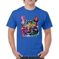 thumbnail image 1 of Tee Hunt Dean Russo Thoughtful Cat T-Shirt Colorful Pet Kitten Eyes Men's Tee, Blue, Medium, 1 of 5