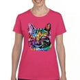 thumbnail image 1 of Tee Hunt Dean Russo Thoughtful Cat T-Shirt Colorful Pet Kitten Eyes Women's T-Shirt Tee, Pink, Medium, 1 of 5