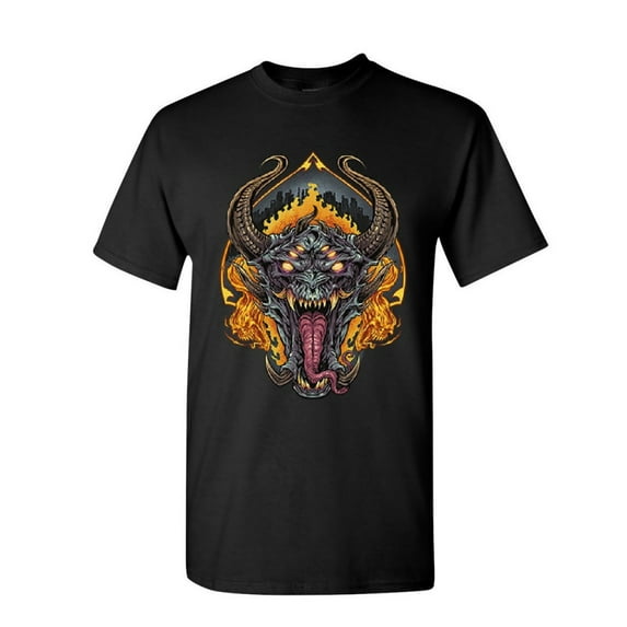 Tee Hunt Demon Face T-Shirt Halloween Horror Devil Hell Nightmare Evil Mens Shirt, Black, 3X-Large