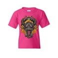 thumbnail image 1 of Tee Hunt Demon Face Youth T-Shirt Halloween Horror Devil Hell Nightmare Evil Kids Tee, Pink, Medium, 1 of 5