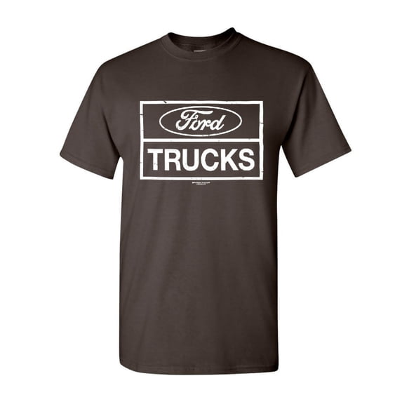 Tee Hunt Distressed Ford Trucks T-Shirt F150 American Pick Up Cotton Tee, Brown, X-Large