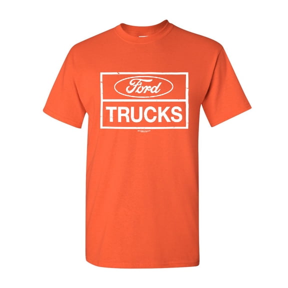 Tee Hunt Distressed Ford Trucks T-Shirt F150 American Pick Up Cotton Tee, Orange, X-Large