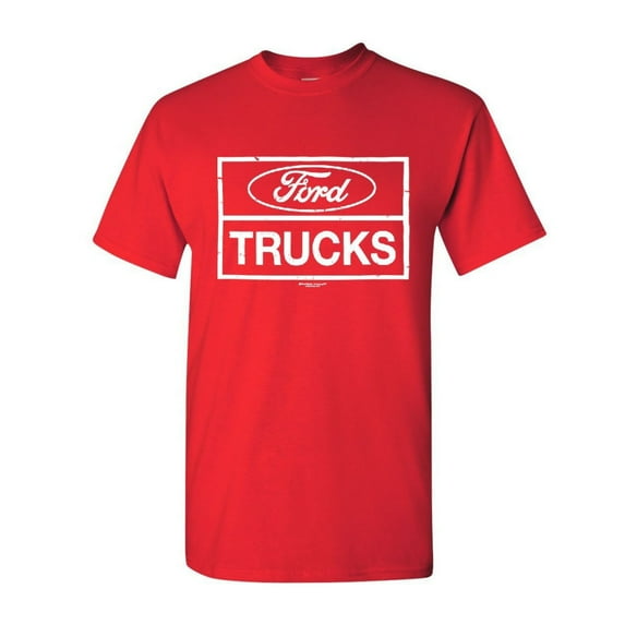 Tee Hunt Distressed Ford Trucks T-Shirt F150 American Pick Up Cotton Tee, Red, 3X-Large