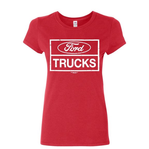 Tee Hunt Distressed Ford Trucks Women's T-Shirt F150 American Pick Up, Red, 3X-Large