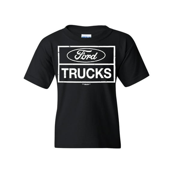 Tee Hunt Distressed Ford Trucks Youth T-Shirt F150 American Pick Up Tee, Black, Medium