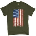 thumbnail image 1 of Tee Hunt Distressed Grunge American Flag T-Shirt Vintage 4th of July USA Men's Tee, Military Green, 3X-Large, 1 of 5