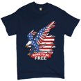 thumbnail image 1 of Tee Hunt Diving Bald Eagle T-Shirt Born to Be Free American Flag 4th of July Men's Tee, Navy Blue, 3X-Large, 1 of 5