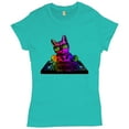 thumbnail image 1 of Tee Hunt Dj Kitty T-Shirt Rainbow Cat Funny Animal Lovers Music Women's T-Shirt Tee, Light Blue, Small, 1 of 5