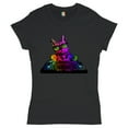 thumbnail image 1 of Tee Hunt Dj Kitty T-Shirt Rainbow Cat Funny Animal Lovers Music Women's T-Shirt Tee, 1 of 5