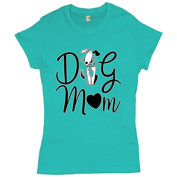 Tee Hunt Dog Mom T-Shirt Funny Mother's Day Mommy Dog Lover Fur Mama Women's T-Shirt Tee, Light Blue, Small