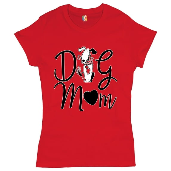 Tee Hunt Dog Mom T-Shirt Funny Mother's Day Mommy Dog Lover Fur Mama Women's T-Shirt Tee, Red, Small