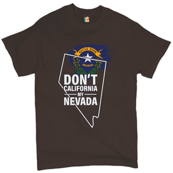 Tee Hunt Don't California My Nevada T-Shirt I Love My Battle Born State Men's Tee, Brown, Small