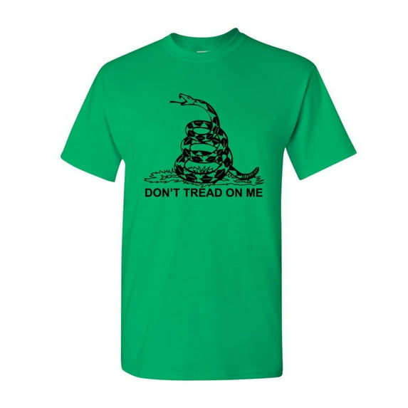 Tee Hunt Don't Tread On Me T-Shirt Gadsden Flag Political Patriot, Green, Large