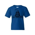 thumbnail image 1 of Tee Hunt Don't Tread On Me Youth T-Shirt Kid's PatrioticGadsden Flag Rattle Snake, Blue, X-Large, 1 of 5