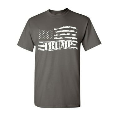 Tee Hunt Donald Trump Flag MAGA T-Shirt Make America Great Again Mens Shirt, Charcoal, X-Large