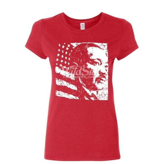 Tee Hunt Dr. Martin Luther King Jr. Women's T-Shirt US Hero Civil Rights Movement Shirt, Red, Small
