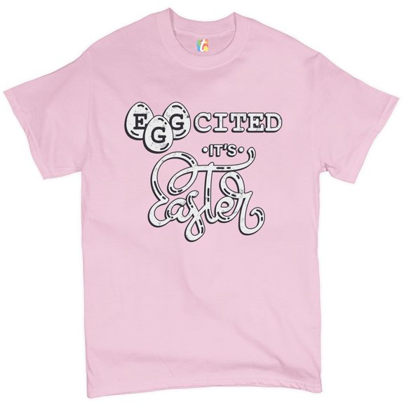 Tee Hunt Eggcited It's Easter T-shirt Happy Easter Egg Hunt Jesus Christ Men's Tee, Light Pink, 5X-Large