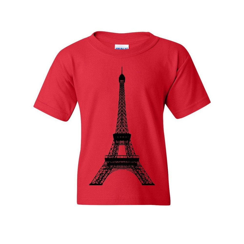 Tee Hunt Eiffel Tower Youth T-Shirt Paris France Sightseeing Travel Europe Kids Tee, Red, Large - image 1 of 5