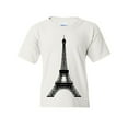thumbnail image 1 of Tee Hunt Eiffel Tower Youth T-Shirt Paris France Sightseeing Travel Europe Kids Tee, White, X-Large, 1 of 5