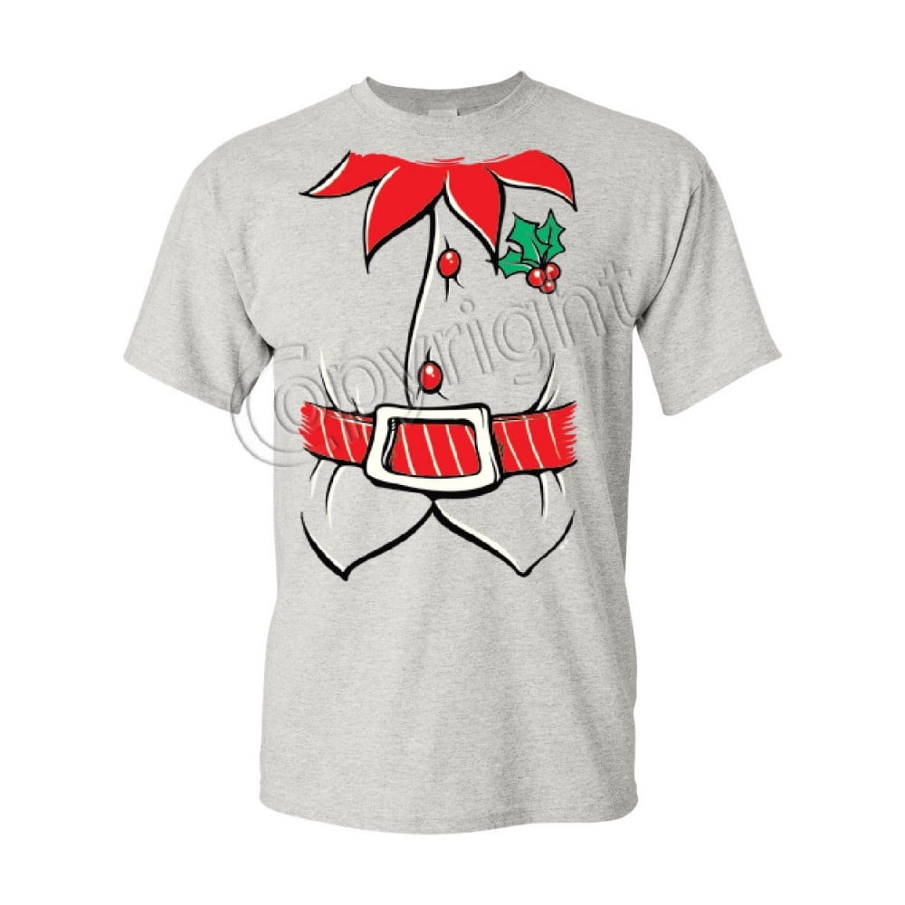 Tee Hunt Elf Shirt T-Shirt Funny Christmas Xmas New Year Holiday Spirit Mens, Ash Gray, Small