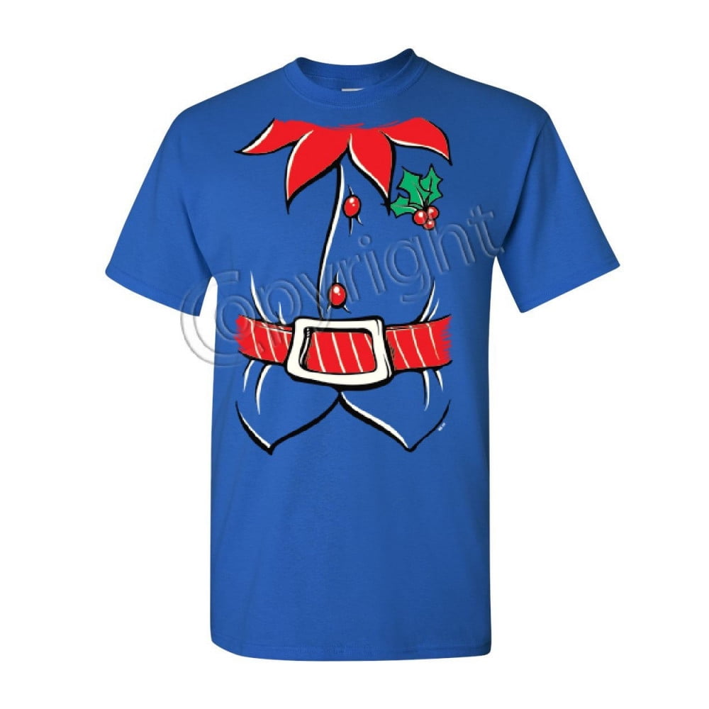Tee Hunt Elf Shirt T-Shirt Funny Christmas Xmas New Year Holiday Spirit Mens, Blue, X-Large
