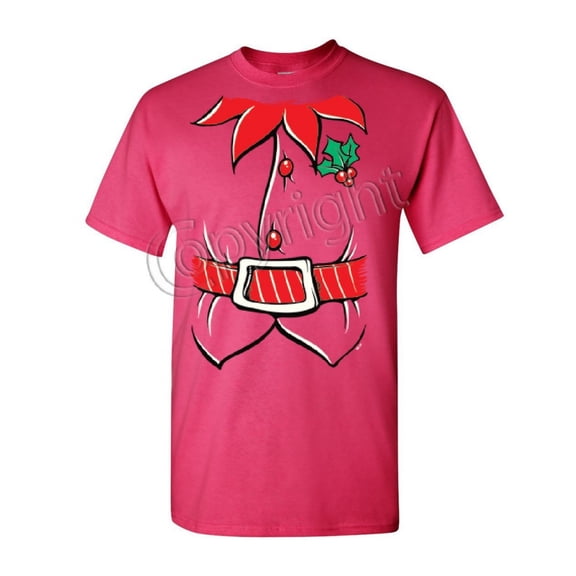 Tee Hunt Elf Shirt T-Shirt Funny Christmas Xmas New Year Holiday Spirit Mens, Hot Pink, Large