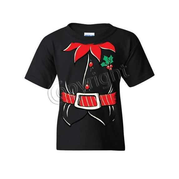 Tee Hunt Elf Shirt Youth T-Shirt Funny Christmas Xmas New Year Holiday Spirit, Black, X-Large