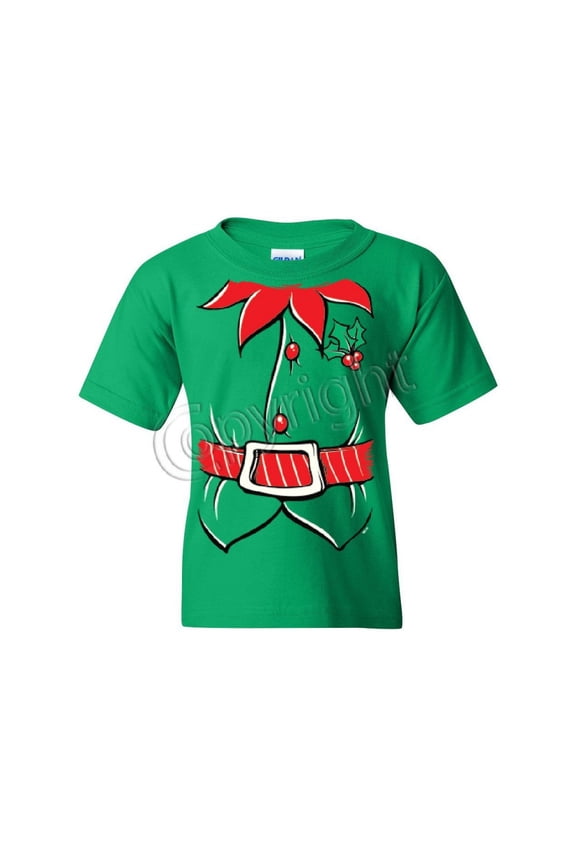 Elf Shirt Youth T-Shirt Funny Christmas Xmas New Year Holiday Spirit, Green, Large