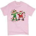 thumbnail image 1 of Tee Hunt Elf and Santa Claus Dab Dancing T-shirt Merry and Bright Christmas Men's Tee, Light Pink, Small, 1 of 5