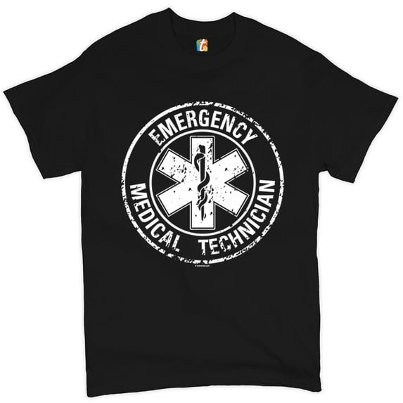 Tee Hunt Emergency Medical Technician T-Shirt EMT Distressed Star of Life Men's Tee, Black, 4X-Large
