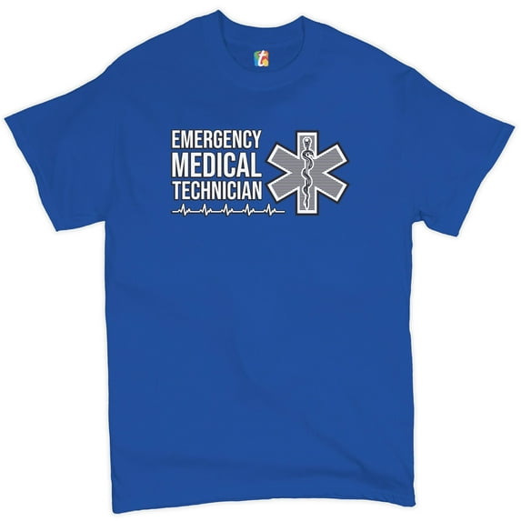 Tee Hunt Emergency Medical Technician T-shirt EMT EMS First Responder Men's Tee, Blue, XX-Large