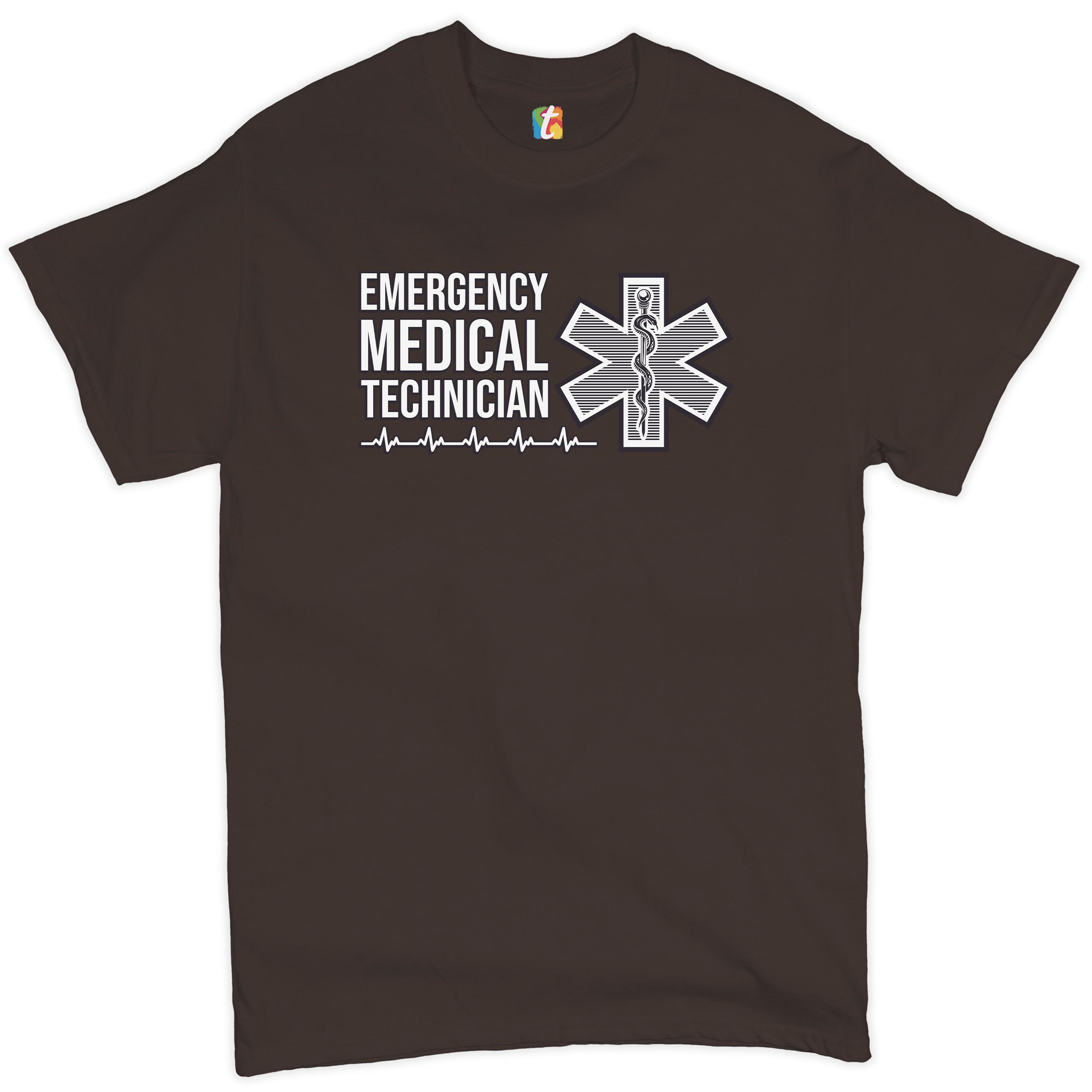 Tee Hunt Emergency Medical Technician T-shirt EMT EMS First Responder Men's Tee, Brown, 4X-Large