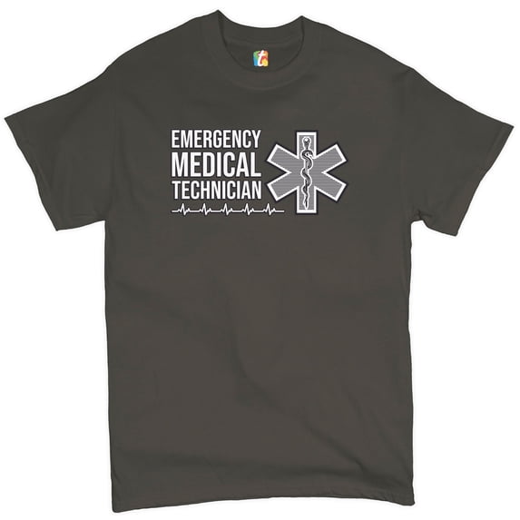 Tee Hunt Emergency Medical Technician T-shirt EMT EMS First Responder Men's Tee, Charcoal, X-Large