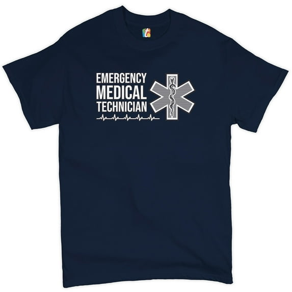 Tee Hunt Emergency Medical Technician T-shirt EMT EMS First Responder Men's Tee, Navy Blue, X-Large